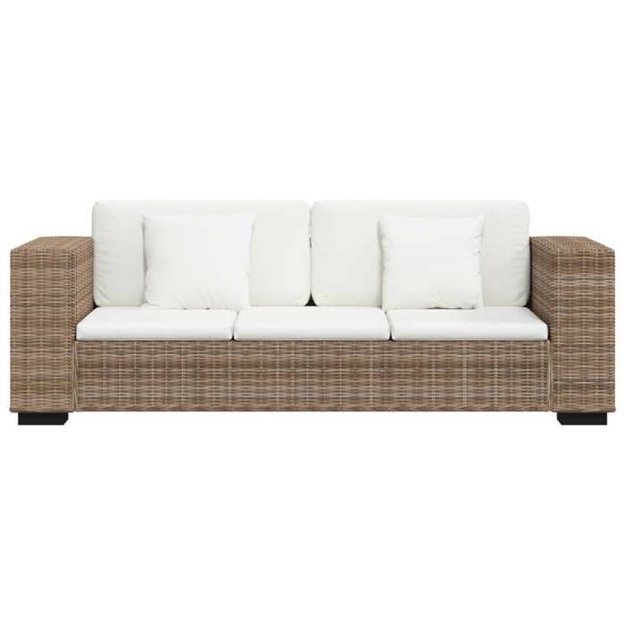 Sofa - vidaXL - 3-seater - Genuine Rattan - Removable Cushions - Contemporary Style