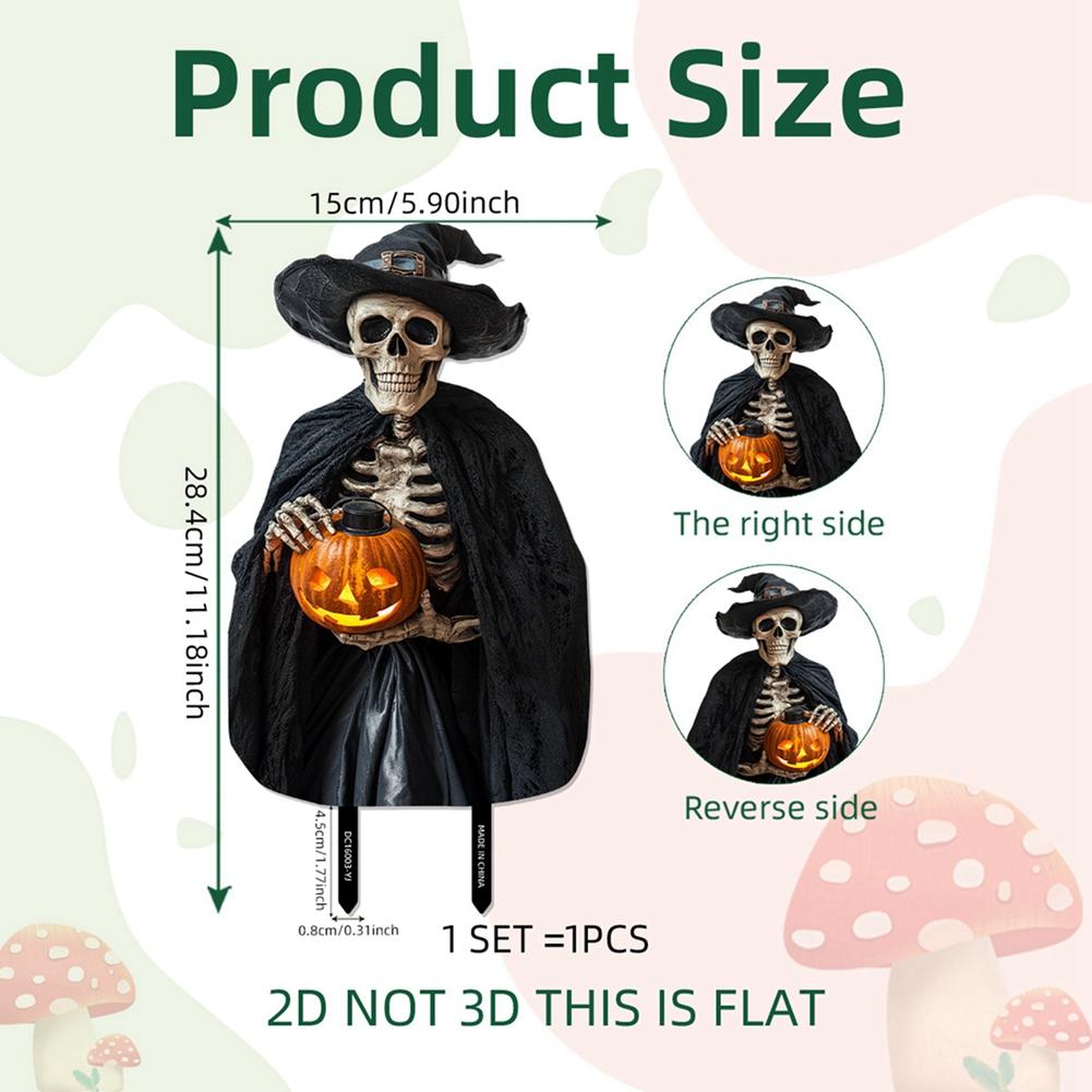 Halloween Garden Courtyard Decoration Ground Plug 2D Stakes Horror Hand/Spider/Skeleton/Pumpkin Signs Card