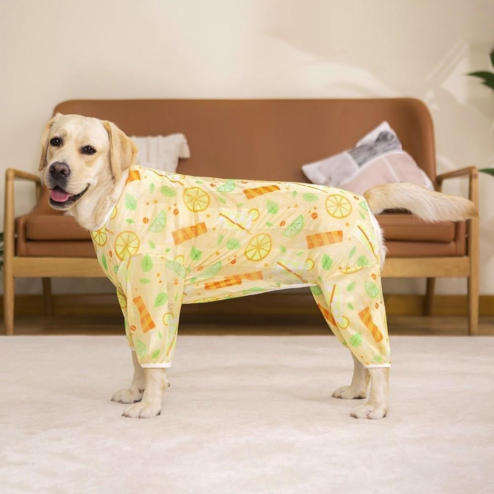 Ultra-thin Breathable Dog Sunscreen Clothes Sun Protection Cartoon Print Cooling Dog Clothing Lightweight Dog Jumpsuit Beach