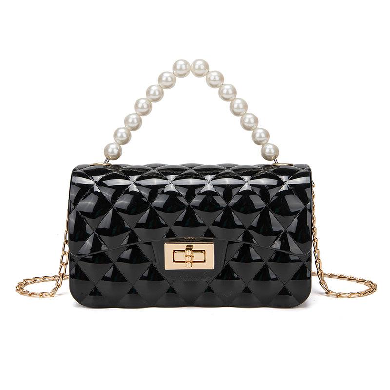 Modische Silikon-Handytasche Jelly Pearl Handtasche Stilvolle Kette Umhängetasche Geeignet für Frauen Täglich, Arbeit, Outdoor, Reisen.
