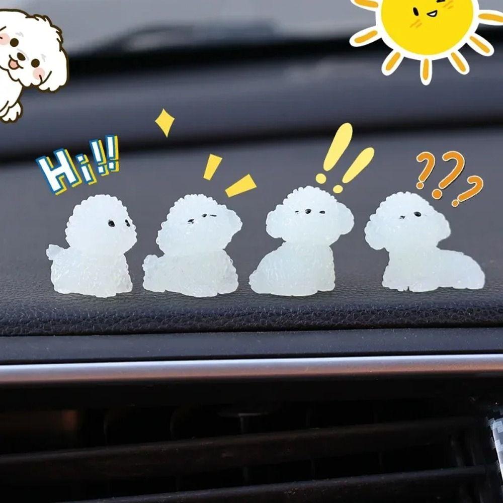 Realistic Noctilucent Dog Figurines Handmade Micro Landscape Decoration  Car Decoration