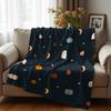 Autumn Ghost Pumpkin Cartoon Anime Print Flannel Blanket Soft Warm Throw for Kids Bedroom Sofa Christmas Office Car