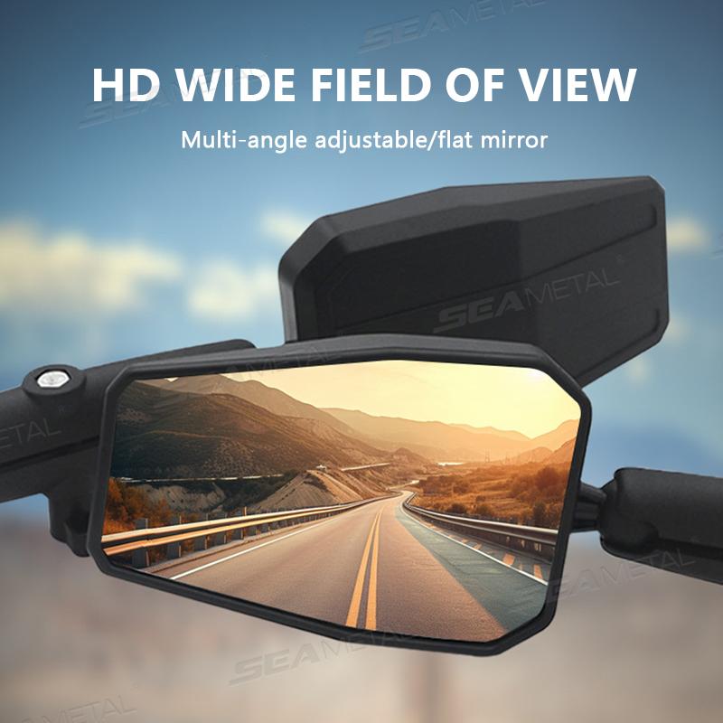 SEAMETAL 2Pcs Motorcycle Rearview Mirror 360-Degree Rotation Wide Angle Rear View Mirror Universal Alloy Motorbike Side Mirror