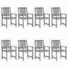 Maison Exclusive - Chaises de jardin et coussins lot de 8 Bois acacia solide Gris