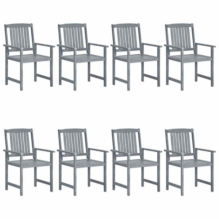 Maison Exclusive - Chaises de jardin et coussins lot de 8 Bois acacia solide Gris