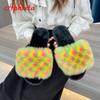 Aphixta 2025 Winter Home Cotton Shoes Women Faux Fur Soft Warm Indoor Colorful Slipper Flip Flops Mules Female Big Size 42 43