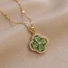 European-American Floral Pearl Necklace with Zirconia Flowers and Full Diamond Pendant