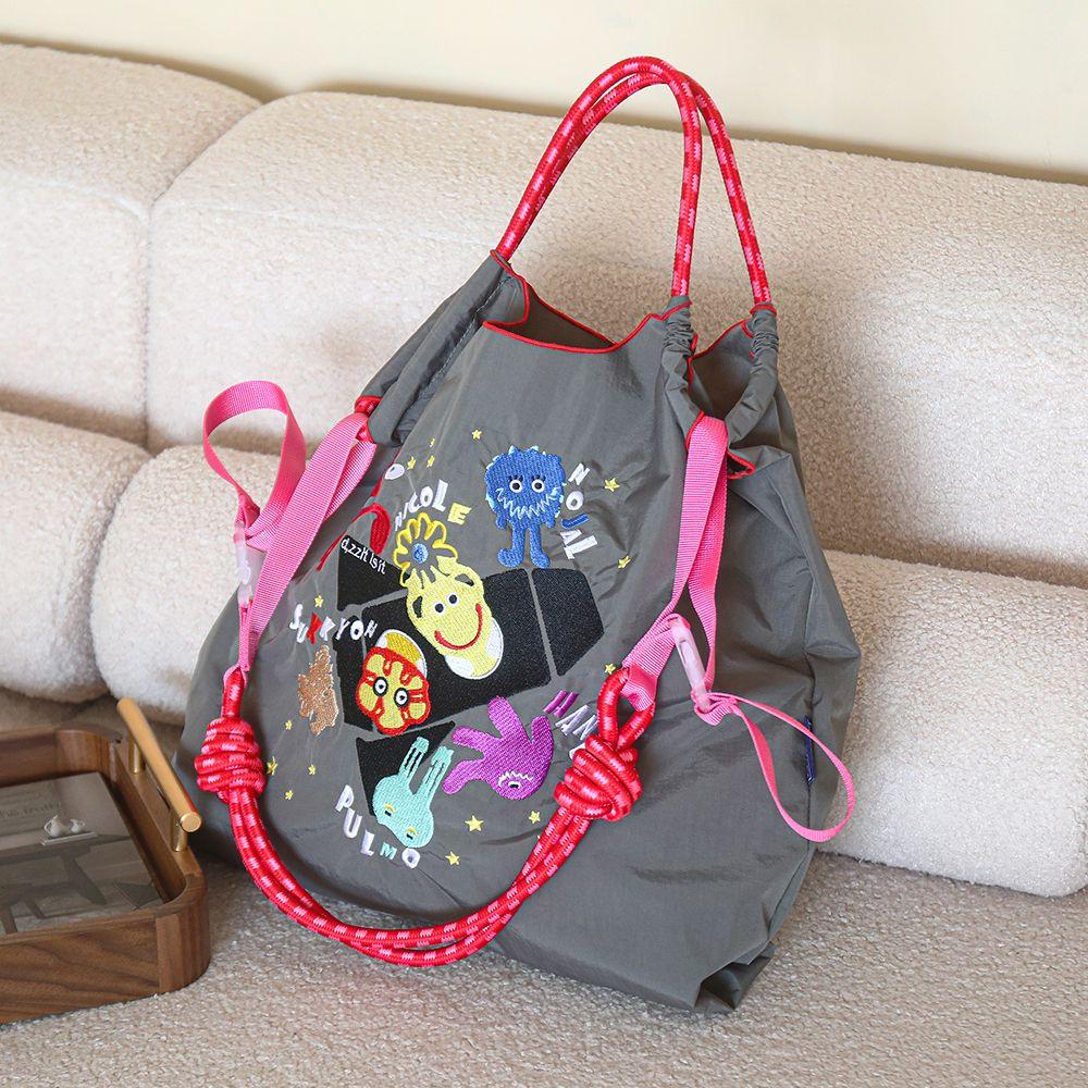 Japanese-Style Spring/Summer Embroidered Eco Shopping Bag for Women - Large Capacity Shoulder/Handheld/Crossbody Tote