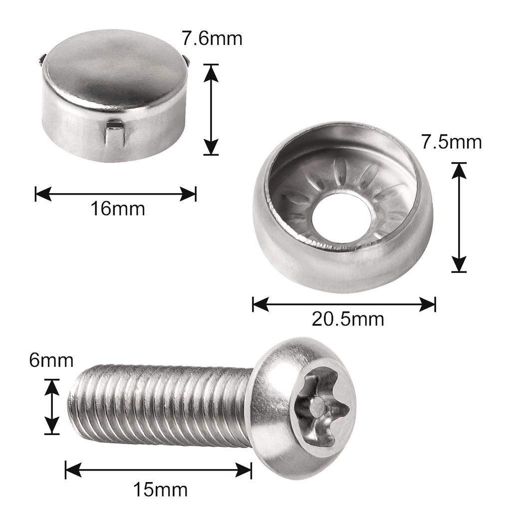 AX2V License Plate Bolt, Anti-theft Screws, Proof License Plate Frame for Car License Plate Bolt Protector M6 (15mm)