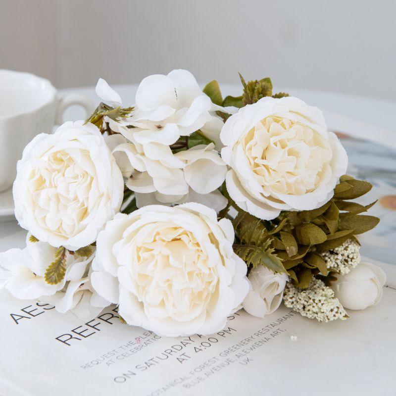 Künstliche Blumen Festival Girlande Hochzeit Garten Rosenknospe Bogen Künstliches Pfingstrosen Bouquet Brautvase Zimmer Heimdekoration Seidenhortensie