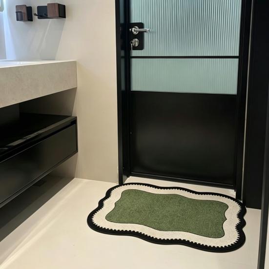 Bathroom Door Mat Super Absorbent Bath Mat Retro Bathroom Rug with Anti-Slip Bottom Diatomaceous
