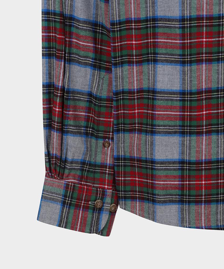 BROOKS BROTHERS Flannel Tartan Check Sport Shirt (Grey) (Bbthmf3576Wef)