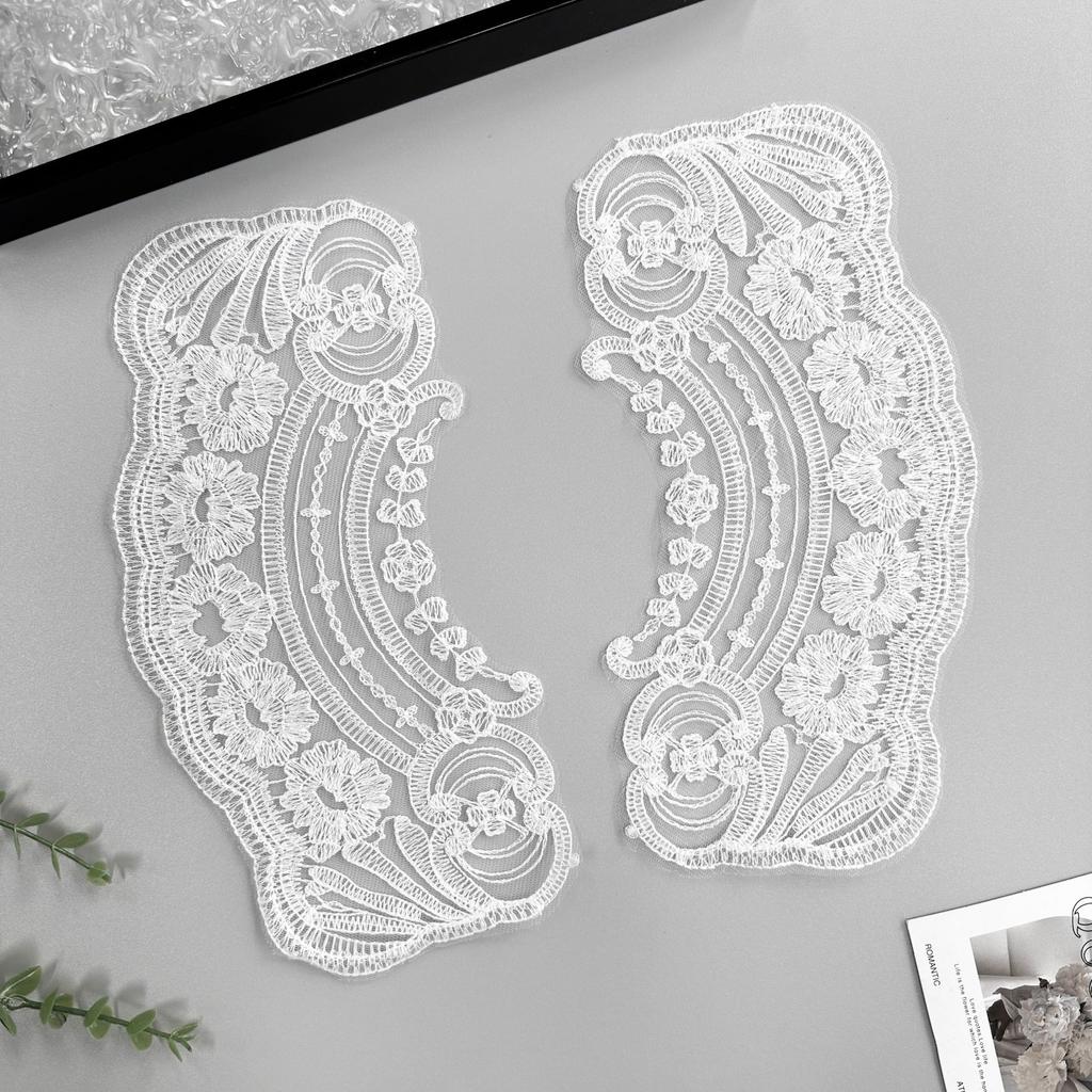 White Mesh Embroidery Appliqué Decoration Clothing Versatile Dress Dress Accessories Fabric Patch Accessories