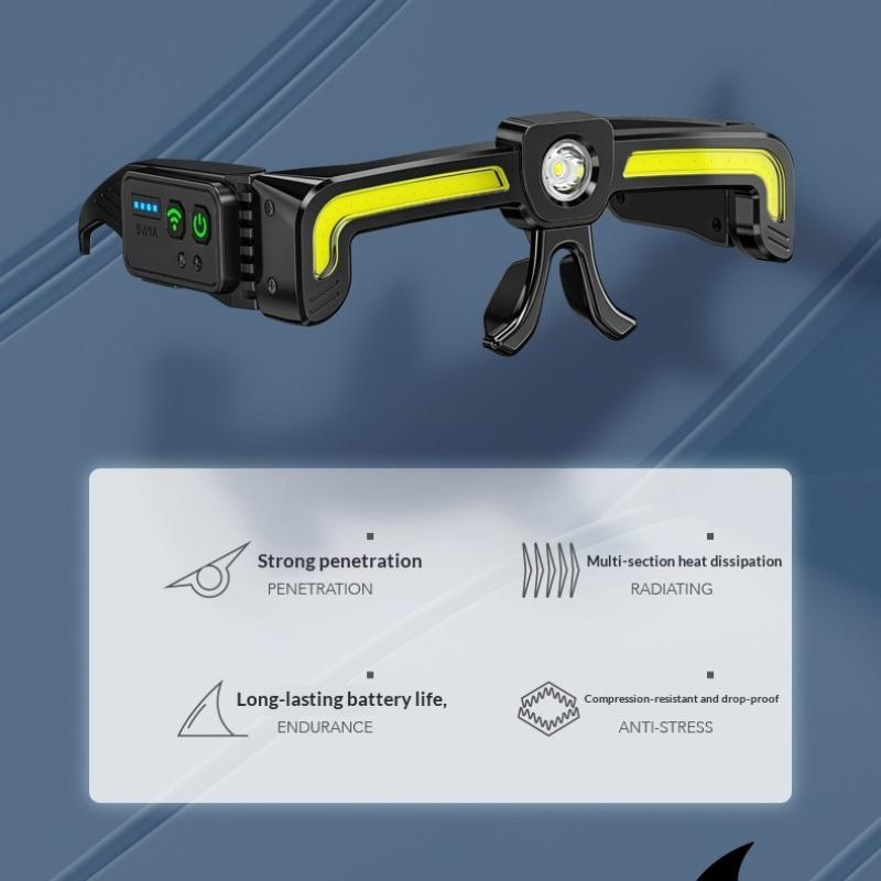 Induction Cob Led Glasses Headlight Rechargeable Type-C Waterproof Lightweight Work Lamp For Car Maintenance Repair
