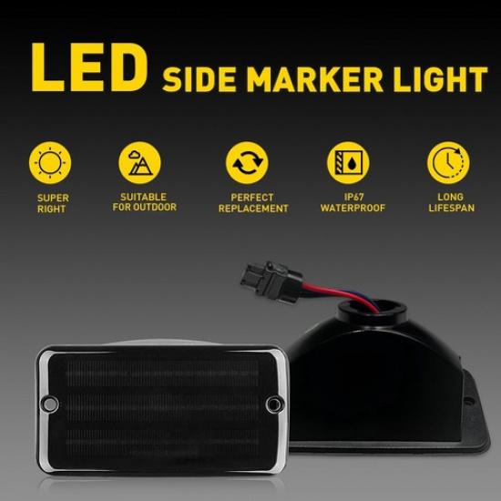 For 1997-2006 Jeep Wrangler Front TJ Turn Signal Lights LED Amber Smoked Lens
