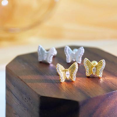 Exquisite Small and Fresh Butterfly Screw Earrings for Women's Light Luxury High-end New Earrings