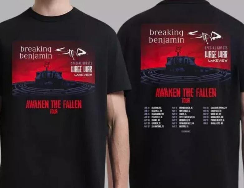 Breaking Benjamin Awaken The Fallen Tour 2026 Schedule Tour Date List T-Shirt XL