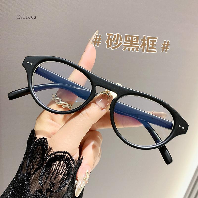 Blue Light Blocking Glasses - Korean Style Flat Lens Lightweight Vintage Frame for Daily Use Students Gafas culos