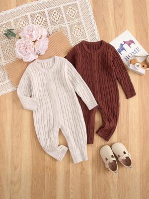 Combinaison en maille chaude Automne/Hiver pour Bébés et Tout-Petits - Combinaison Bébé Unisexe pour Sorties & Ramper