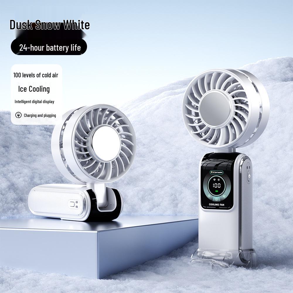 2025 USB Handheld Ice Cooling Fan with LED Display - 100-Speed Portable Mini Fan