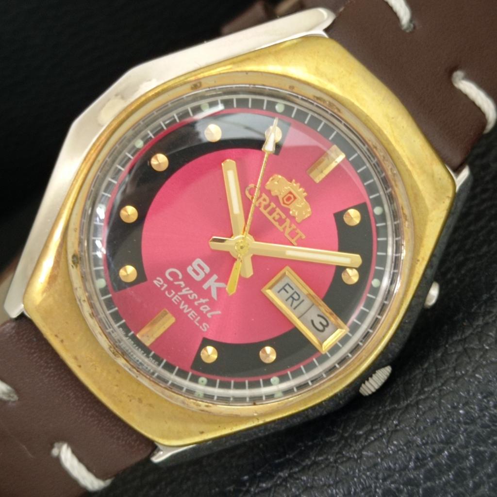 

ORIENT SK CRYSTAL AUTOMATIC 46941 ВИНТАЖНЫЕ ЯПОНСКИЕ МУЖСКИЕ ЧАСЫ С КРАСНЫМ ЦИФЕРБЛАТОМ a704863-1