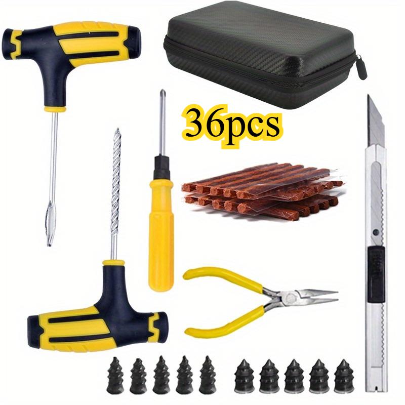 Car Tire Repair Kit 36pcs Car Universal Emergency Tool Kit for Flat Tire Puncture Repair, Fit for Autos, Cars, Motorcycles
