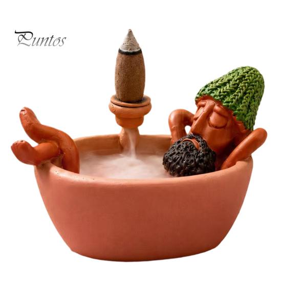 Bade-Männer Räuchergefäß Rückfluss Halter, Harz Cartoon Pferd Brenner, Räucherstäbchenhalter Schreibtischdekoration für Meditations-Yoga-Raum Home-Office B brown