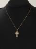 European and American Fashion Personality Women's Micro Inlaid Colored Zircon Double Layer Cross Hollow Stripe Necklace