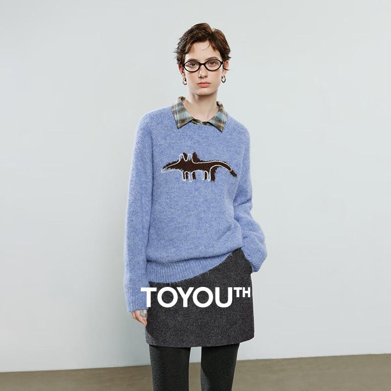 

Chuyu Women s Cartoon Jacquard Knit Round Neck Sweater L