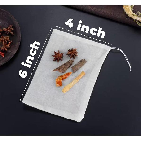 Reusable Tea Bag Cheesecloth 25Pcs 4"x6", Sachet Bags Empty Soup Bag Spice Bags for Cooking Tea Bags for Loose Leaf Tea Drawstring Bag Tea Filter
