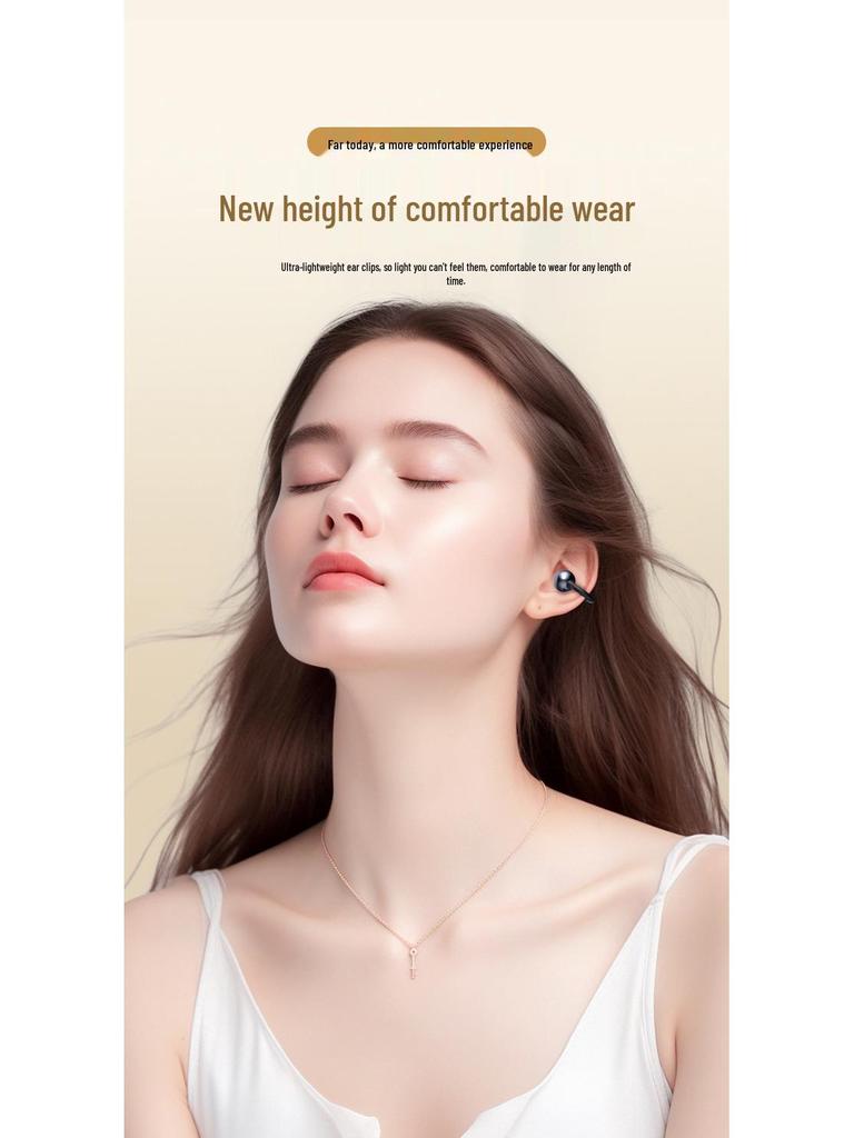 Clip-On Wireless Bluetooth Headphones, Noise-Reducing, Ultra-Long Battery Life, Sports Comfort