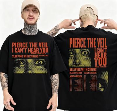 Pierce The Veil I Cant Hear You Touring Merch Tshirts Fashion Hiphop Rock Music Summer Mens Retro Casual Cotton Tshirts