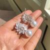 European and American simple earrings for women, micro-inlaid zircon pearl earrings, classic versatile daily dating accessories