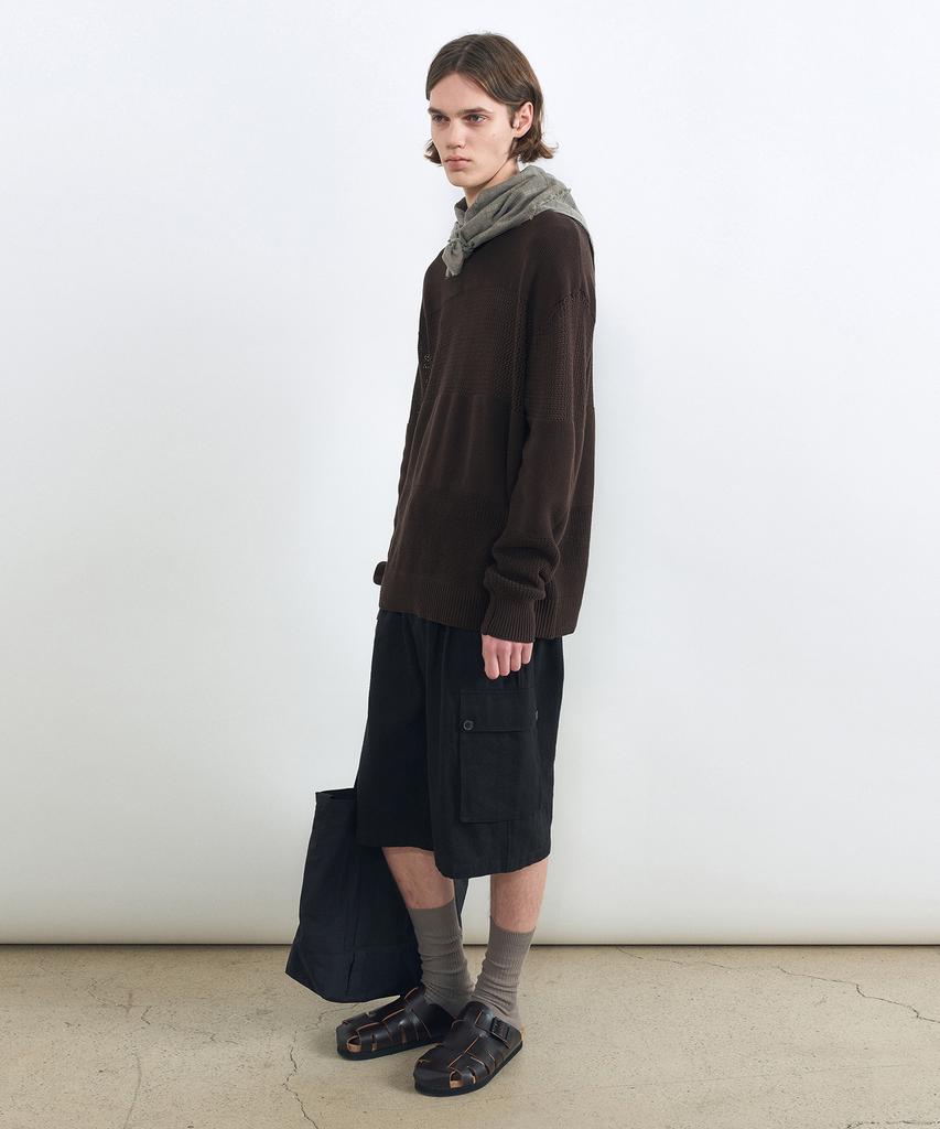 INSILENCE Contrast Panel Pullover Knit Brown