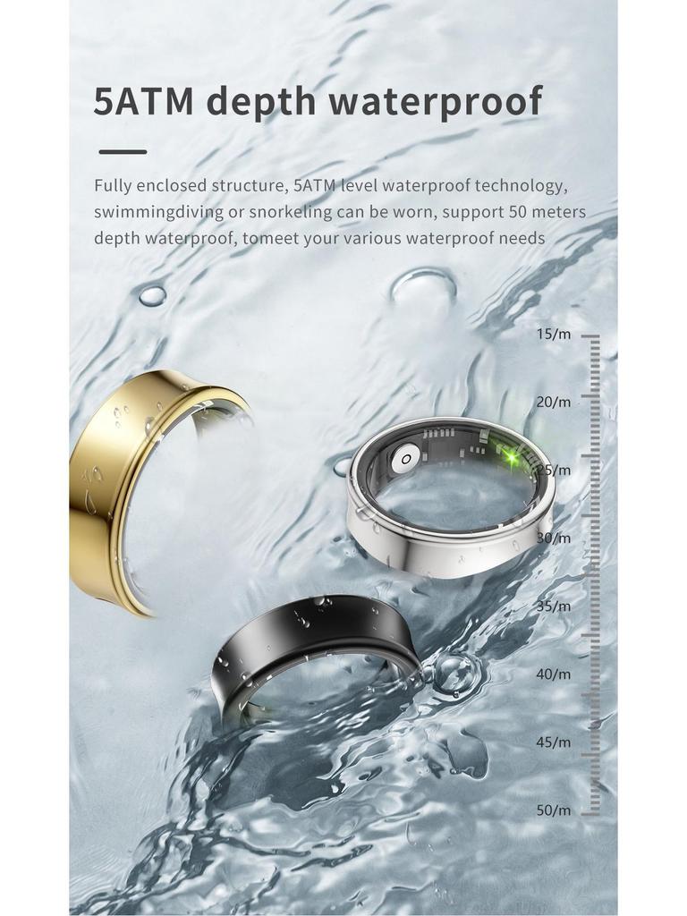 Titanium Alloy Smart Ring SR05: Heart Rate Monitor, Video Player, Unisex, Black Tech, Waterproof, Bluetooth Wearable