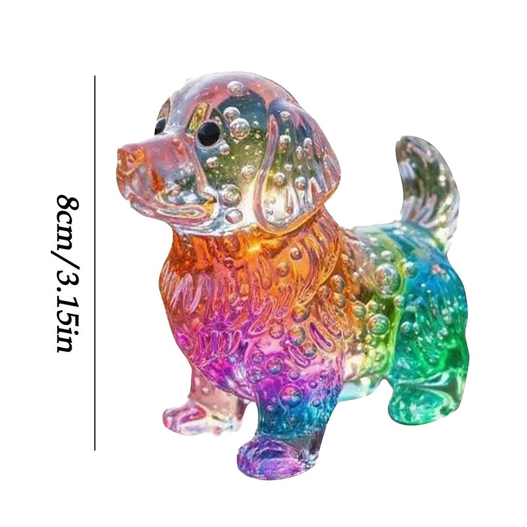 Dog Figurine Cute Rainbow Modern Art Ornament Small Dog Decor For Home For Indoor Outdoor Table Desk Garden Bedroom Office Yard