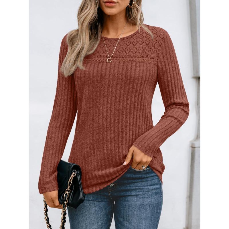 Autumn Casual Pullover with Loose Hollow Out Long Sleeved T-shirt Top