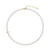 Baroque Minimalist Single-Layer Pearl Necklace with Cross for Women - Handmade & Exquisite