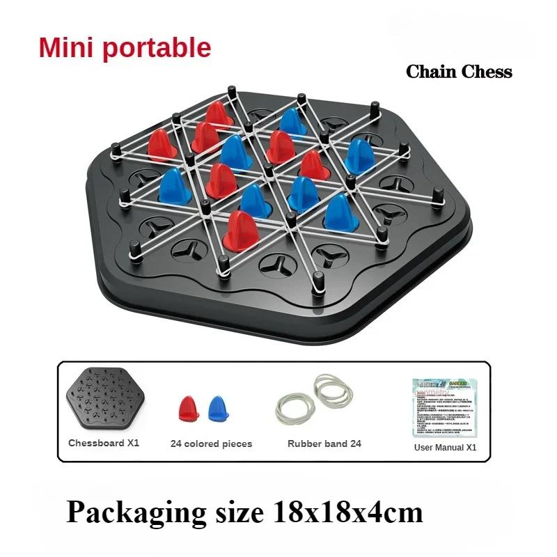 1-8Sets Geometry Chain Chess Puzzle Triangle Chess Desktop Game Rubber Band Training Family Interaction Exercise Thinking Toys