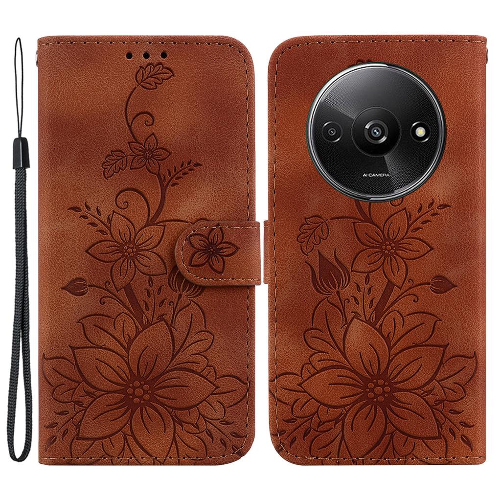 For Xiaomi Redmi A3/Poco C61 4G Cell Phone Case Flower Imprint Leather Phone Shell