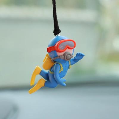 Car  Cartoon Ornaments Whale Surfing Diver Car Rearview Mirror Auto Pendant Interior Accessories Decoration Parts