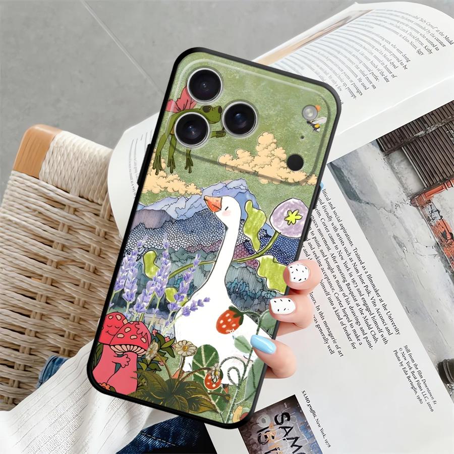 Cartoon Ente Katze Hülle für Apple iPhone 17 Pro Max 15 Pro 7 8 XR XS MAX 14 11 16 13 12 Air Funda Handyhülle
