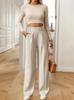 Elegante High-Waist Fließende Bodenlange Damenhose - Lockerer Gerader Schnitt, Unifarben, 2025 Design