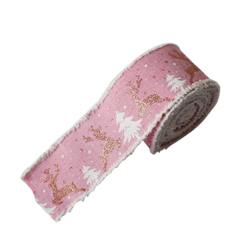 Jultryckt DIY-band Tre färger Älg Julgransband Kransrosett Hantverksband