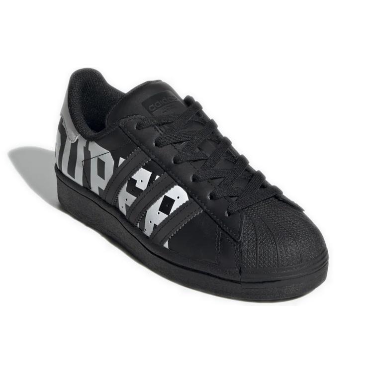 (GS) adidas originals Superstar J Logo 'Black White' Kids' FV3745