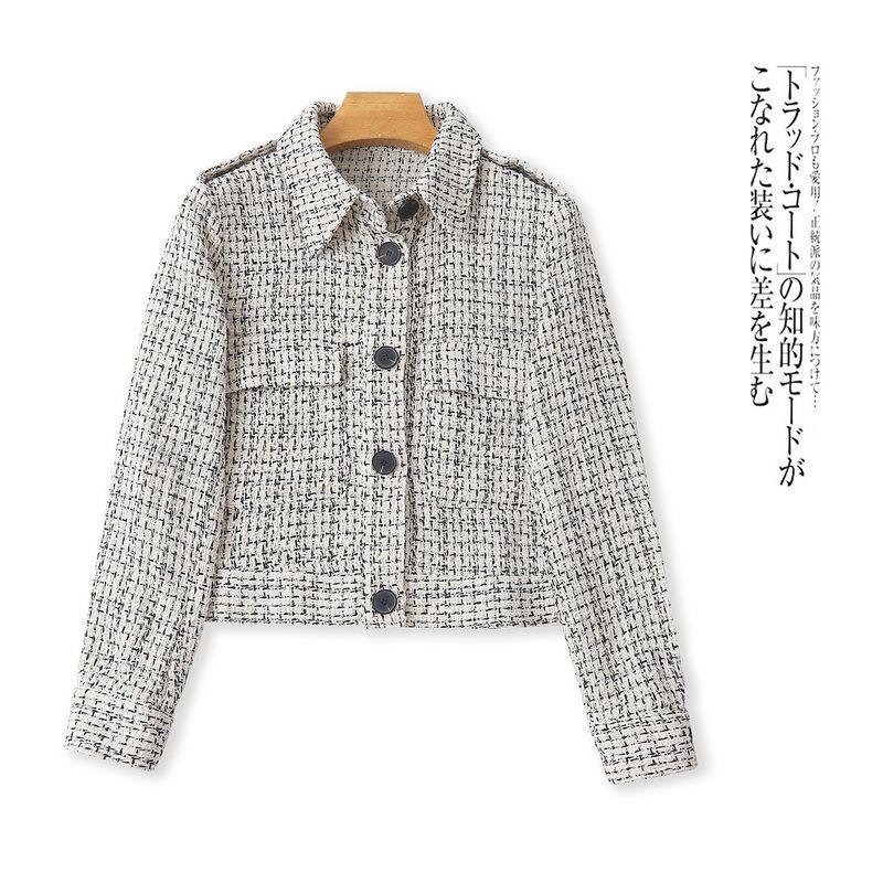 

Изящная верхняя одежда Осень Новинка Зарубежная торговля Женская одежда Мода Лацкан Однобортный Длинный рукав Контрастный цвет Приталенный Топ 32145