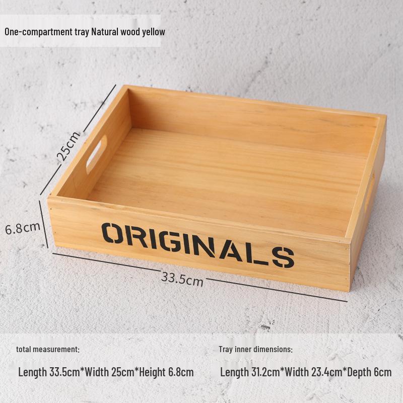 Retro Wooden Multi-Grid Desktop Storage Box and Display Tray