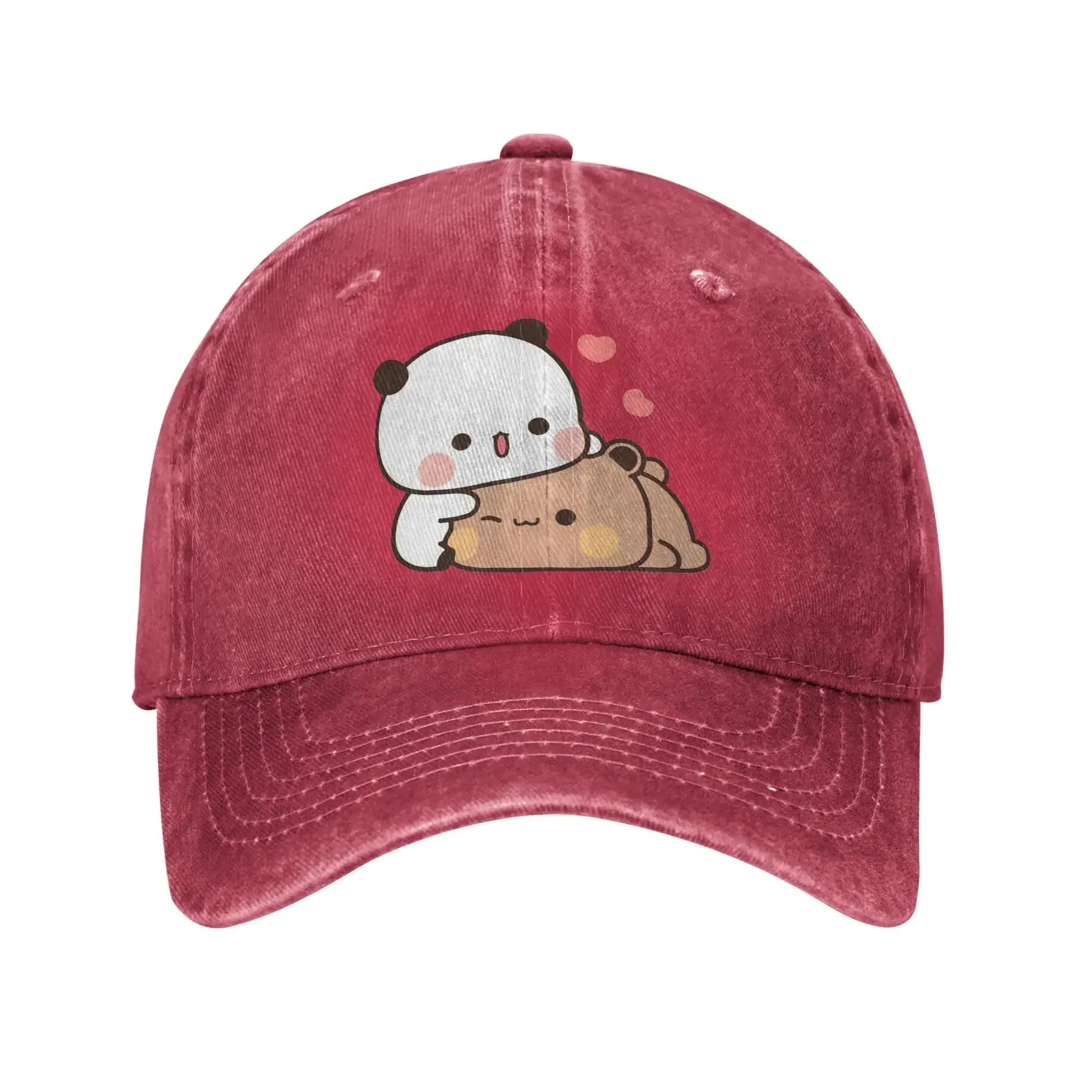 Summer DuDu Bear and BuBu Pandas Baseball Cap Sun MoUnisext Sun Visor Washed Trucker Hat UnisexTeens Cool Gym Baseball Caps One Size