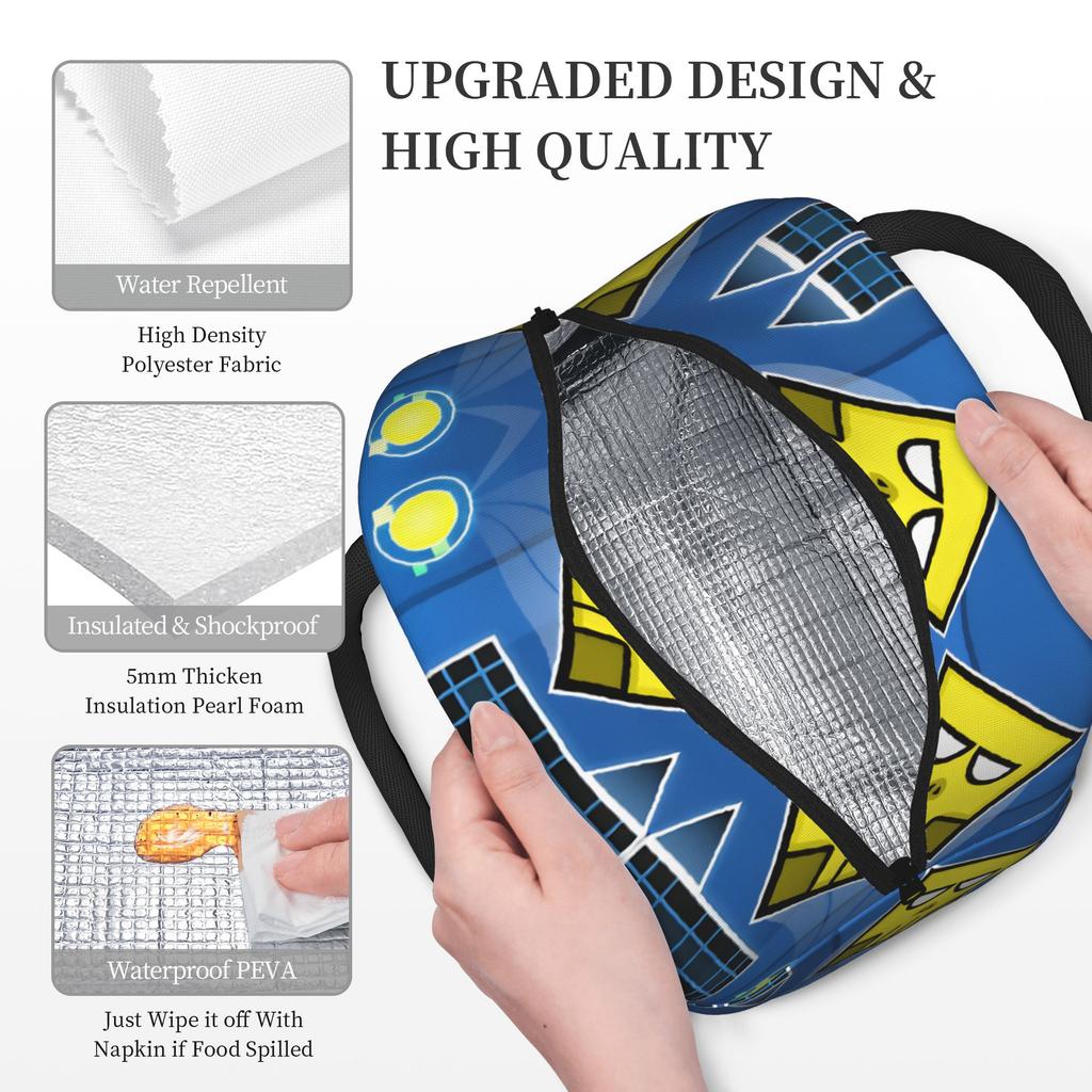 Geometry Cube Game Accessories Insulated Lunch Bag For Outdoor  Food Storage Bag Portable Cooler Thermal Lunch Box