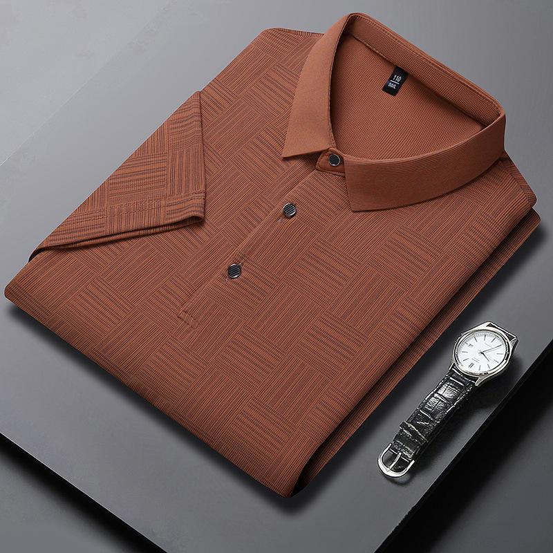 Lapel Collar Polo Breathable Short Sleeve Business Casual T-Shirt M